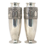 Pair of silver-plated art deco vases