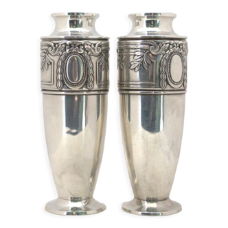 Paire de vases art déco plaqué argent