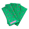 Set of 4 green towels with upcycled flowers