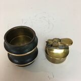Black and gilded 1950s table lighter, bamboo design