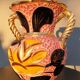 Vase Vallauris 1950 rose noir et jaune