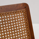 pair of french mahogany and cane armchairs, 1950s