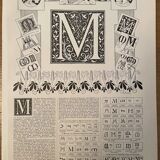 Lithographie gravure alphabet lettre M de 1897