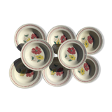 Set de 8 assiettes creuses fleurs bordeaux et jaune
