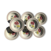 Set de 8 assiettes creuses fleurs bordeaux et jaune