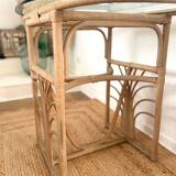 Small oval dining table in rattan "Double Gerbe" – Duo Rivie format