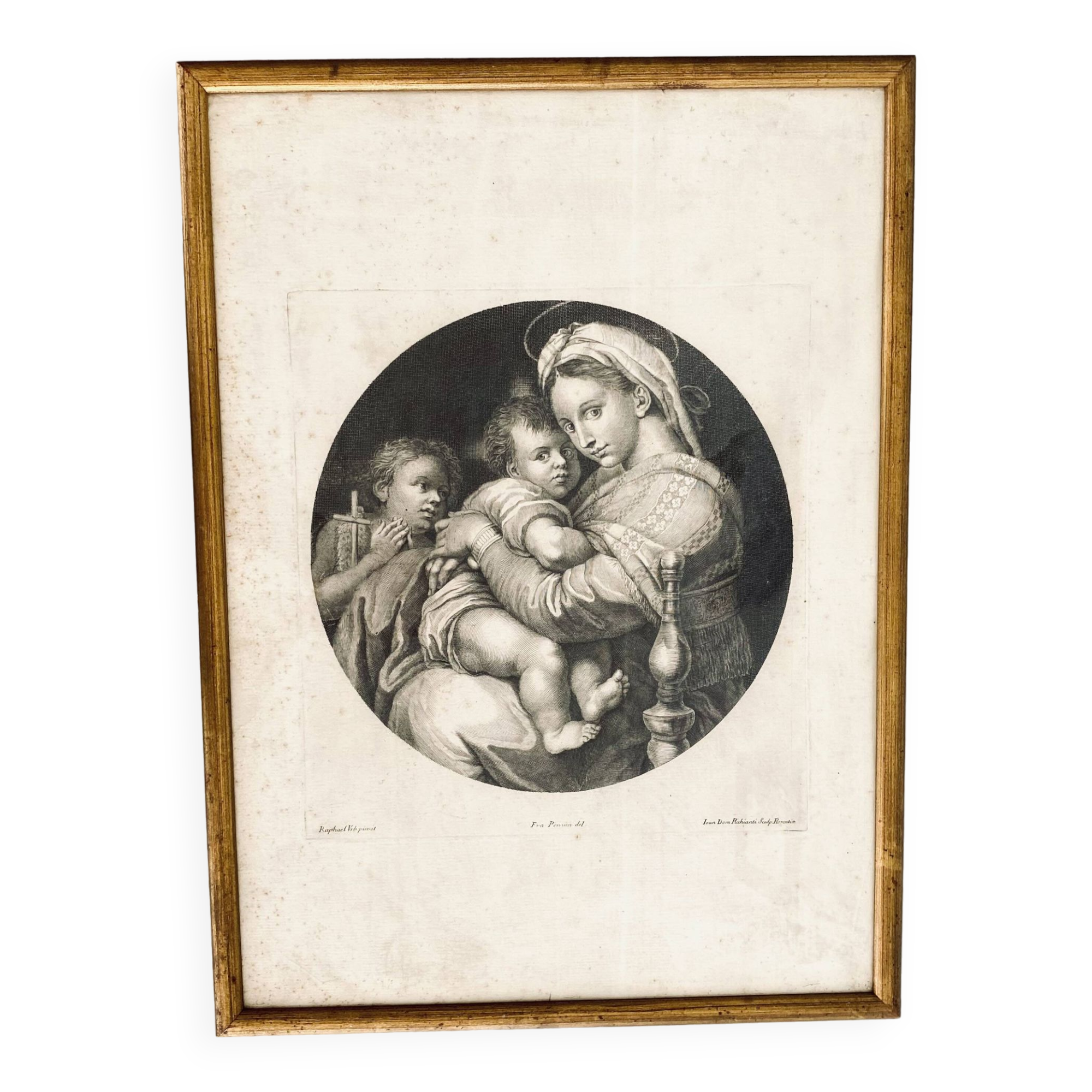 Gravure 18e d’après Raphaël, cadre bois vitré