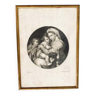 18th century engraving after Raphaël, glazed wooden frame