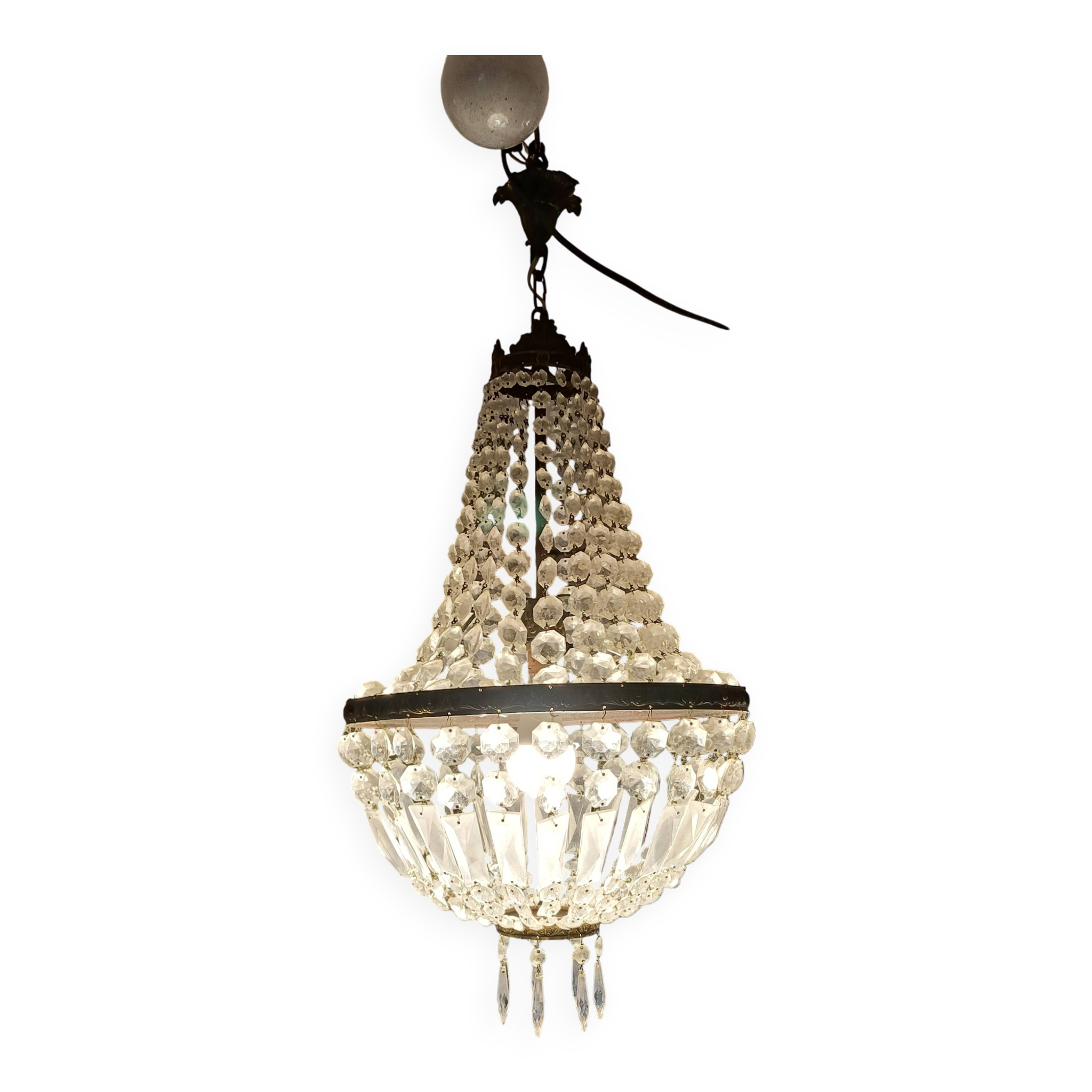 Crystal and Brass Hot Air Balloon Tassel Chandelier