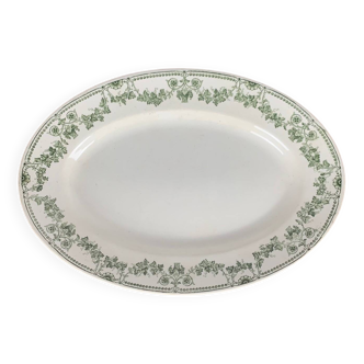 Oval dish, "Champagne" model, Badonviller, green, early 20th century