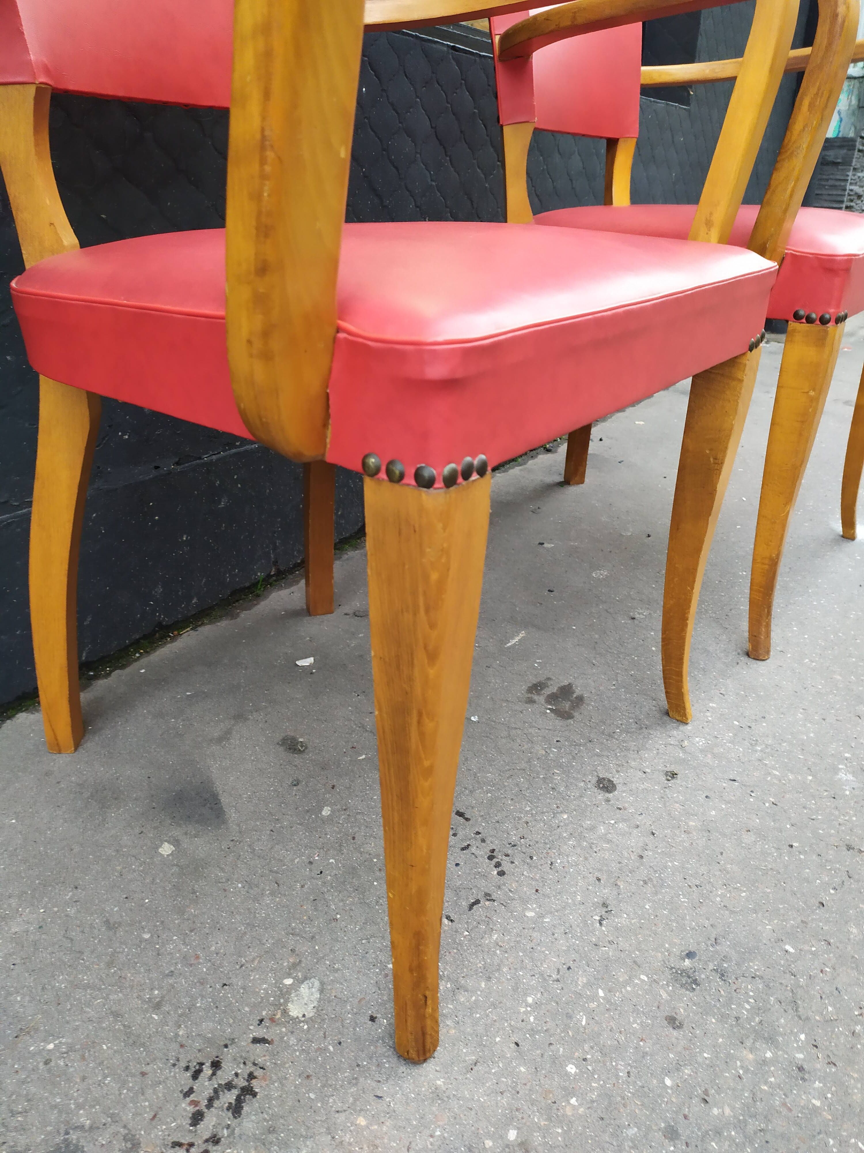 Pair of red vintage bridge armchairs