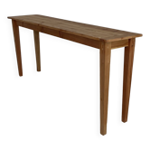 Console fine, table d'appoint ou d'écolier en bois à pieds fuseaux 160 cm- Vintage retro