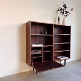 Vintage bookcase rosewood with flapdoor