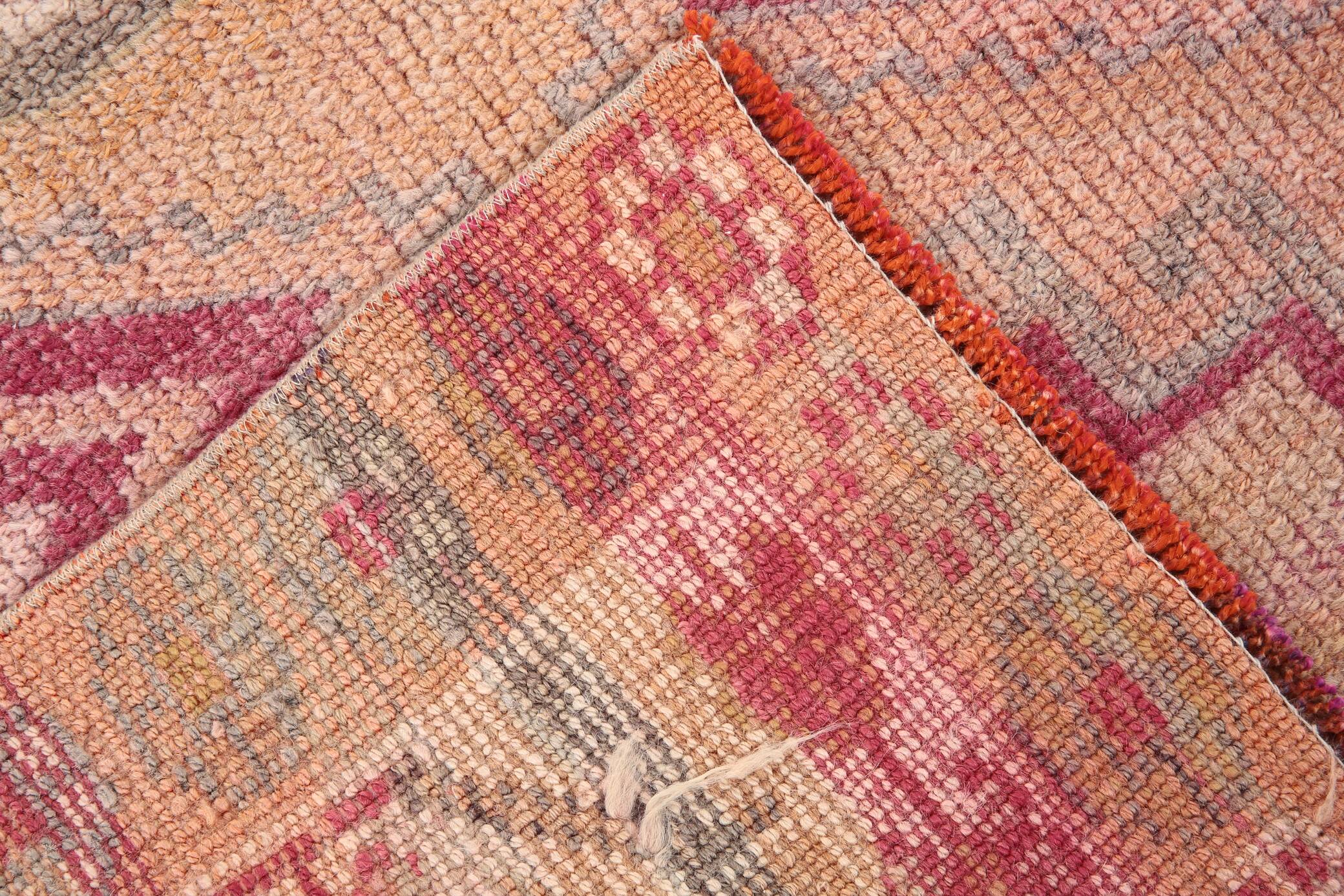 3x12 Rug For Kitchen Pale Red Pink Turkish Vintage Runner Rug 85x367Cm