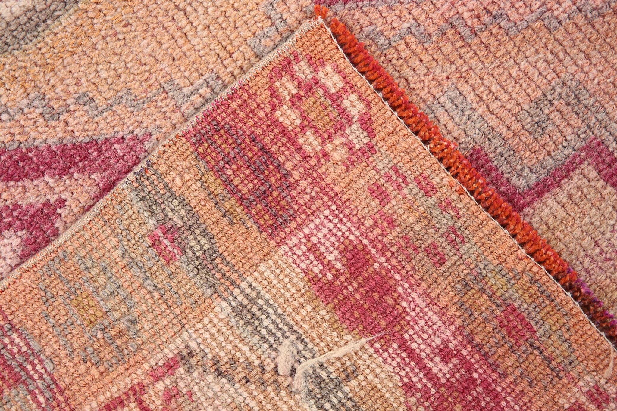 3x12 Rug For Kitchen Pale Red Pink Turkish Vintage Runner Rug 85x367Cm