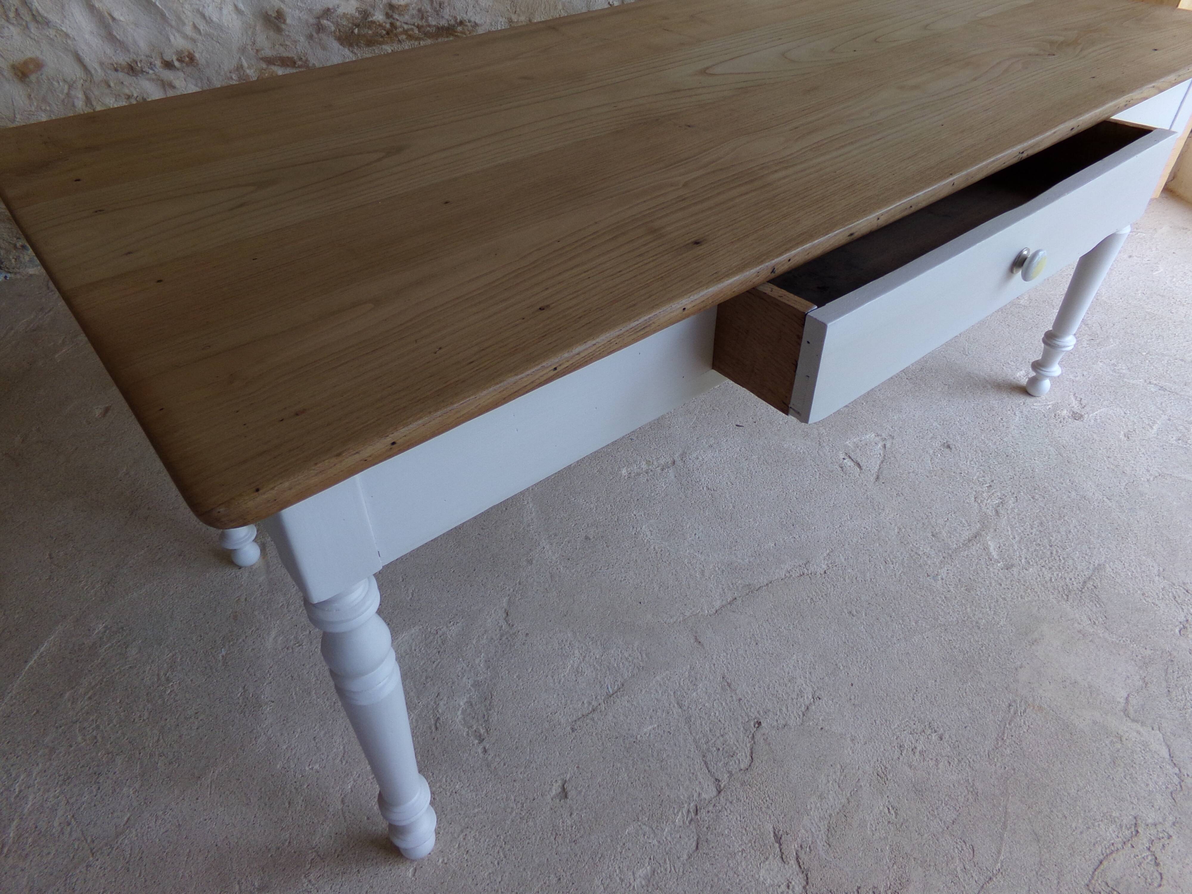 Old farm table turned feet