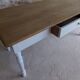 Old farm table turned feet