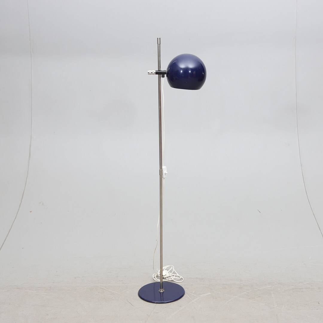 Vintage floor lamp, blue lacquered metal, "klot 1", hemi, ikea 1970 sweden