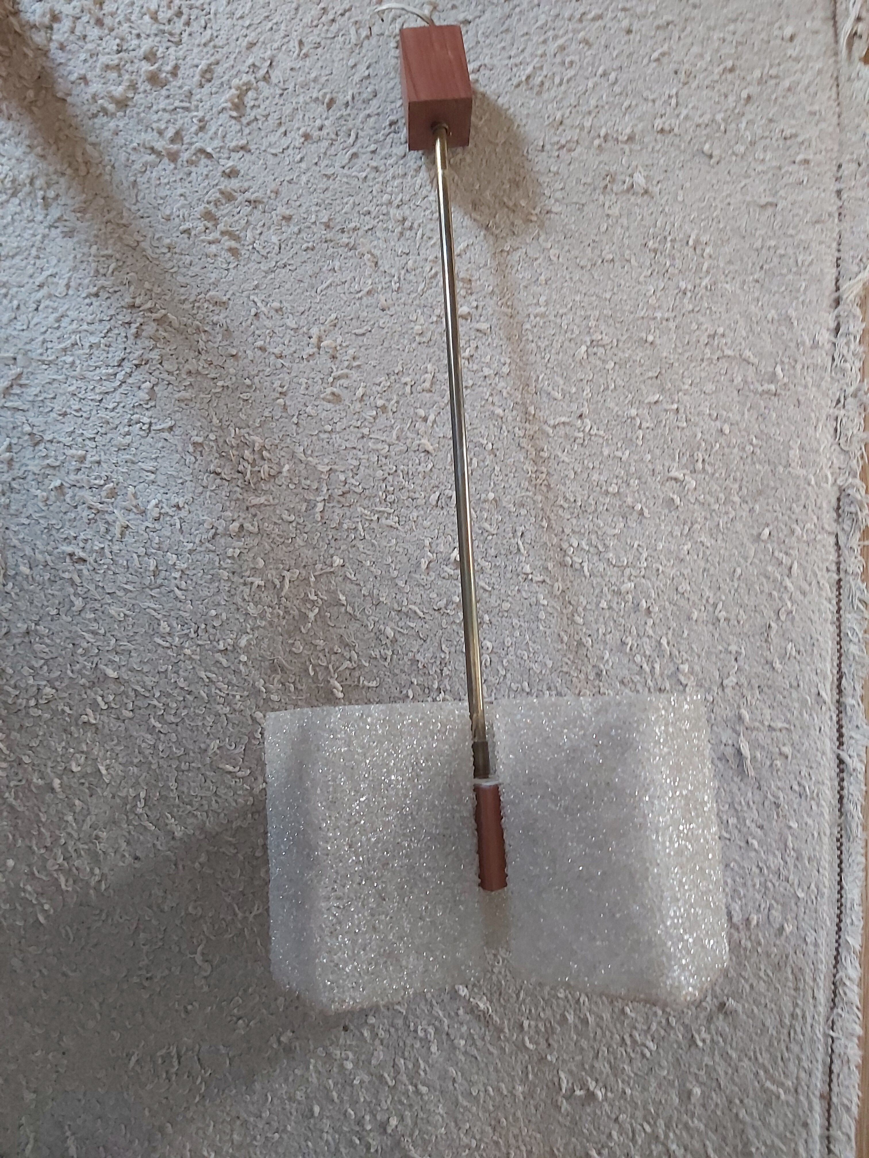 Hanging 3 teak and vintage perspex lights