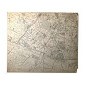 Old cardboard map of Paris - 14th Arrondissement