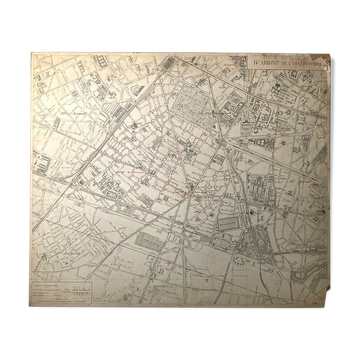 Carte ancienne cartonnée de Paris - 14ème Arrondissement