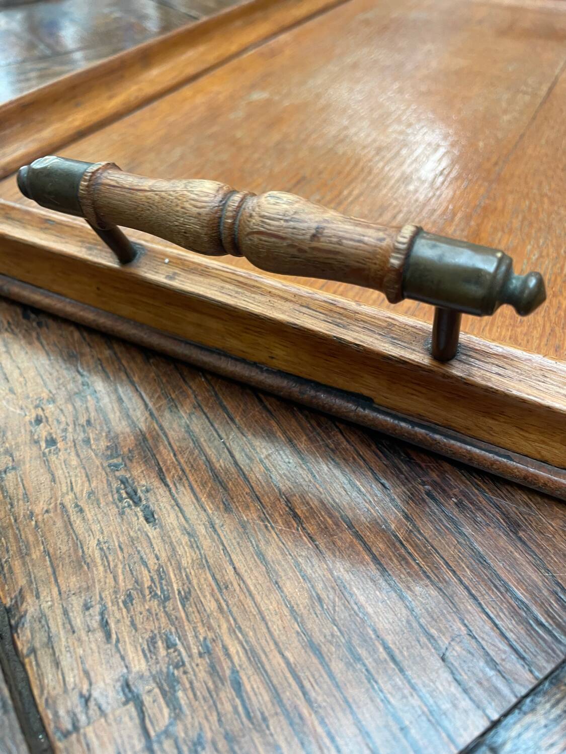 1900s bistro tray in light oak