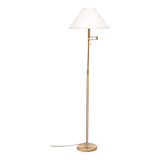 Brass swing arm floor lamp with shade 1970s