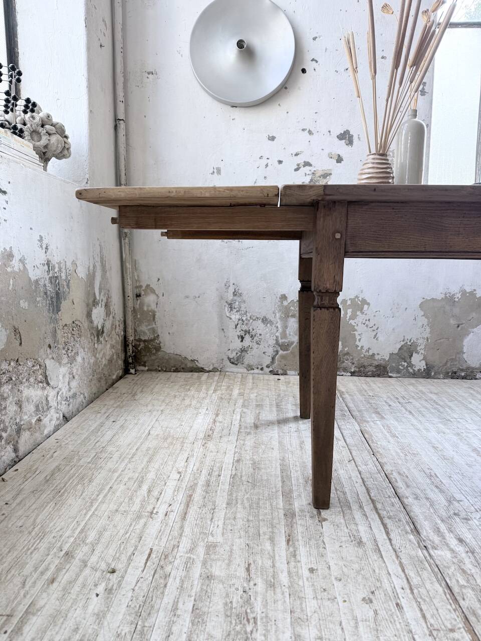 Solid oak farmhouse table with extensions (190-280cm) 1950