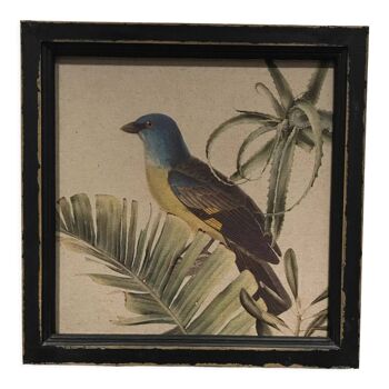 Blue bird frame on canvas