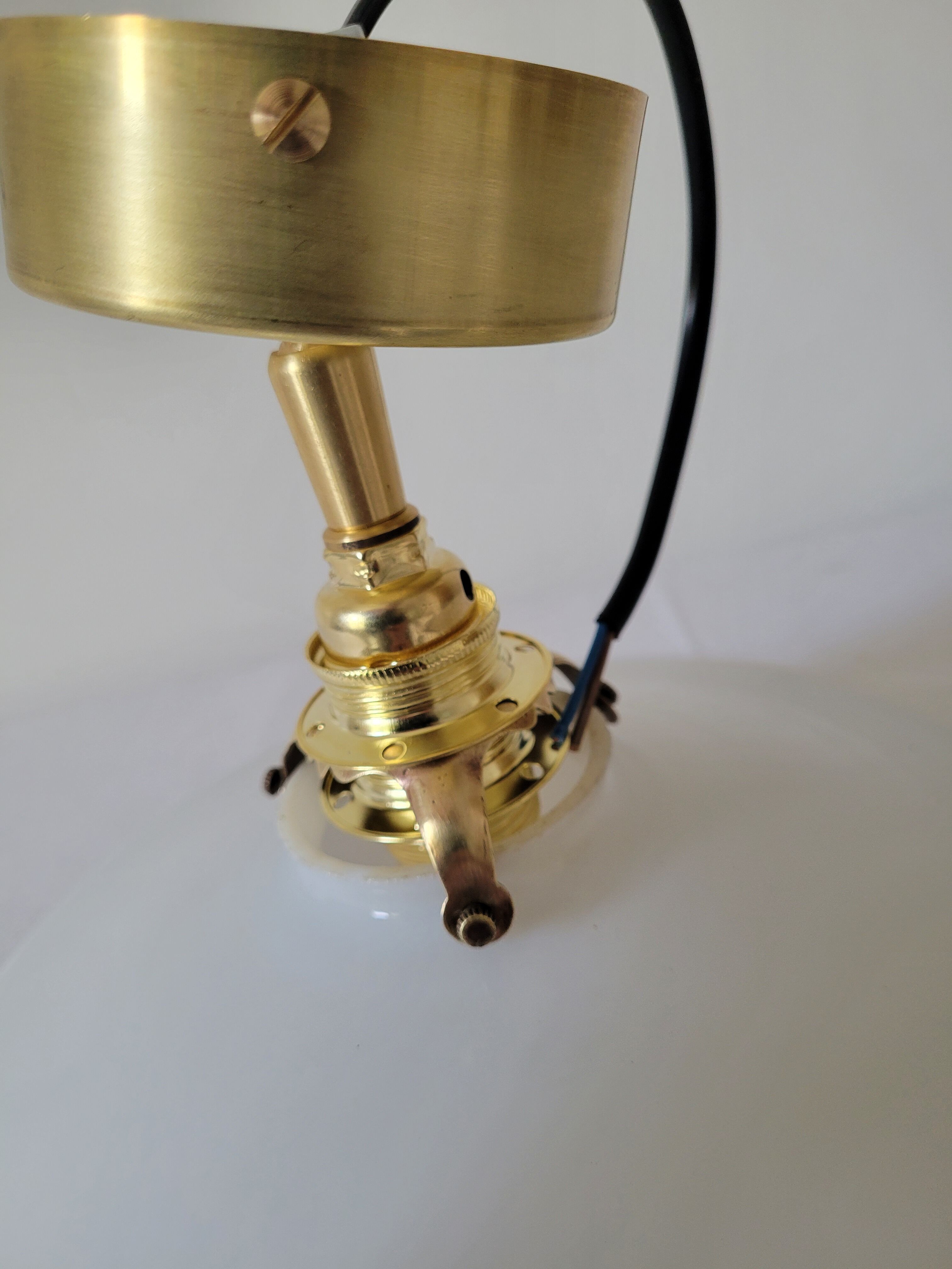 Brass and opaline wall lamp
