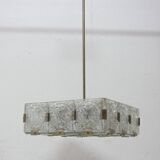 Vintage glass and chrome steel suspension Kamenický Šenov 1970s Czechoslovakia