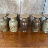Set of 6 Mazagrans LE CEP Beige Stoneware Mugs Made In France Vintage