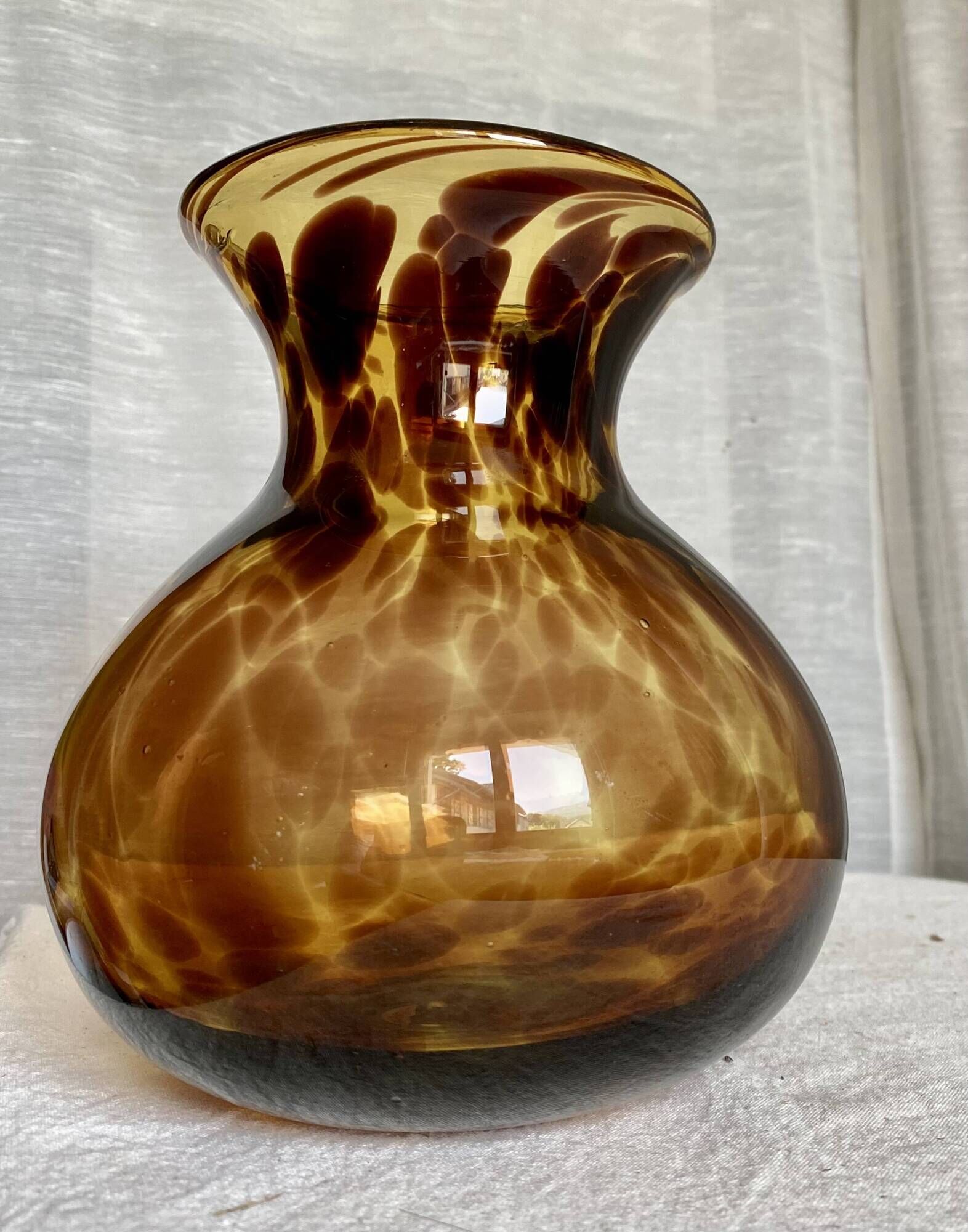 Vase verre soufflé "écaille de tortue" vintage 1960