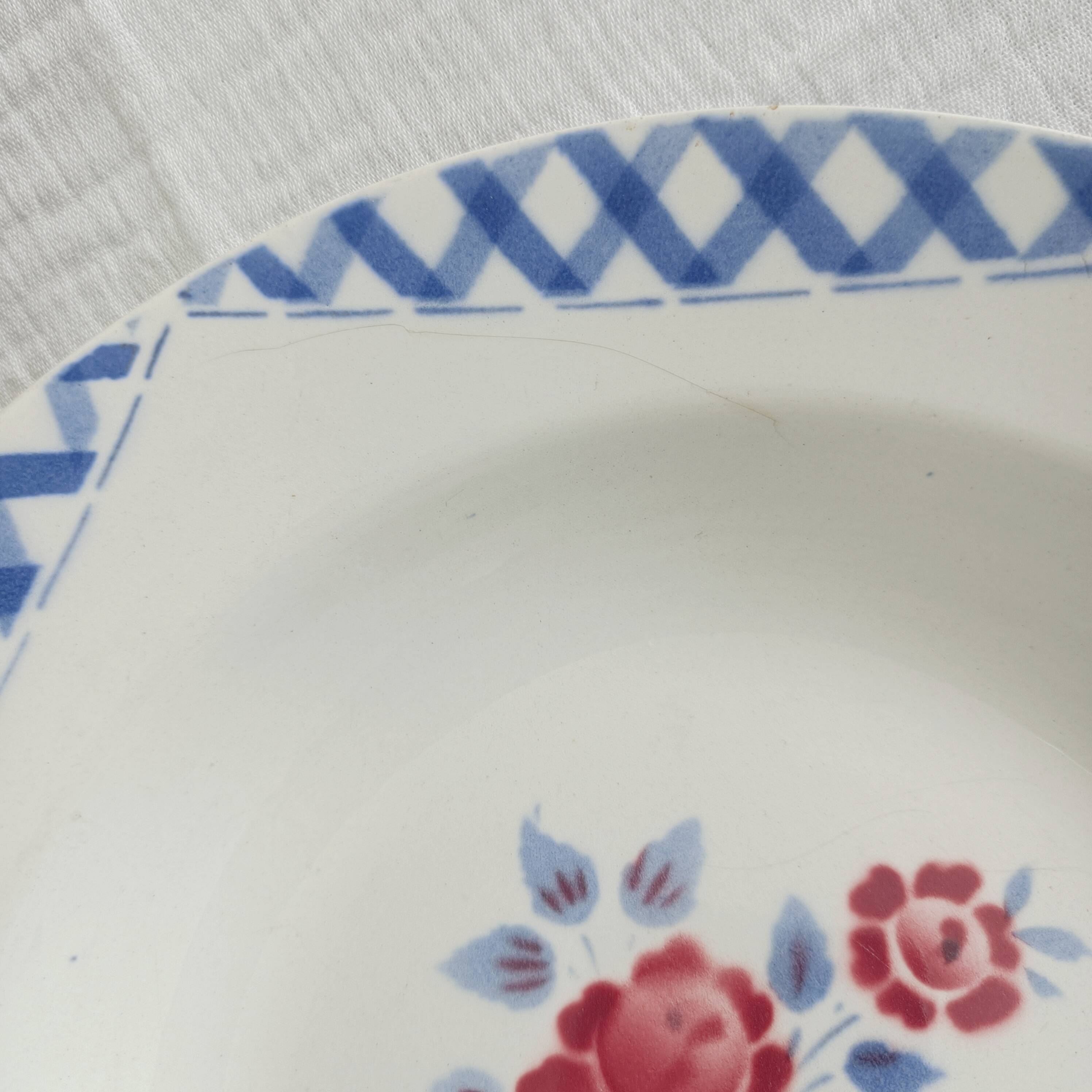 Set of 6 Lunéville K&G soup plates, Henri decor