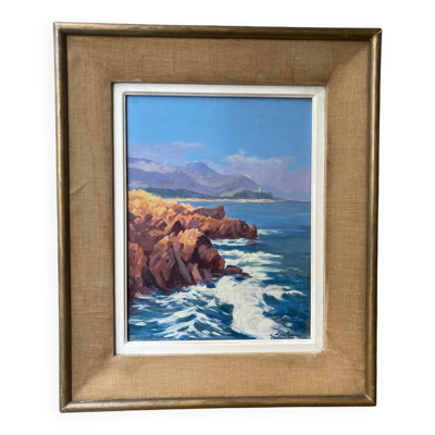 Huile « Cap Ferrat » encadrée