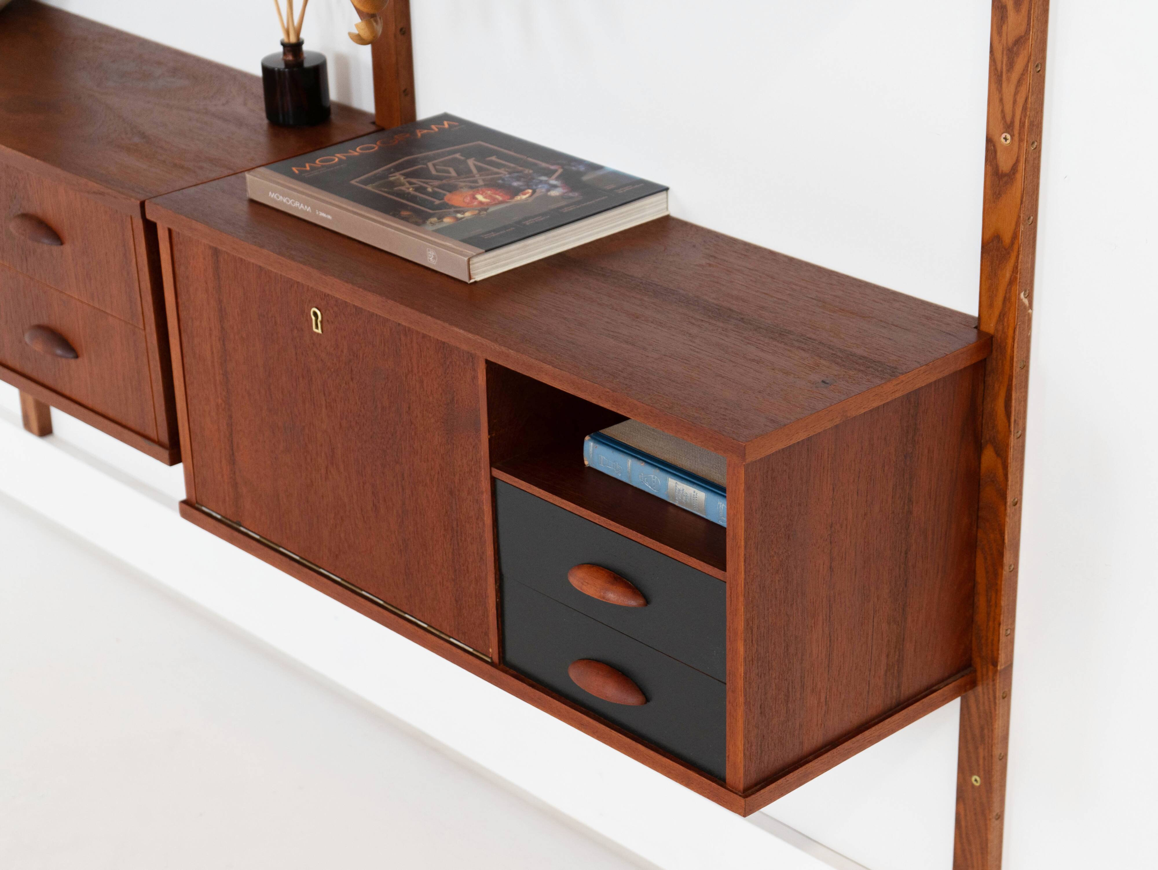 Teak modular shelving unit, Danish design, 1960s, made in Denmark