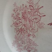 Flat round dish in pink iron earth Earthenware from Onnaing