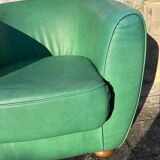 Vintage green leather club chair, antique green leather sofa.
