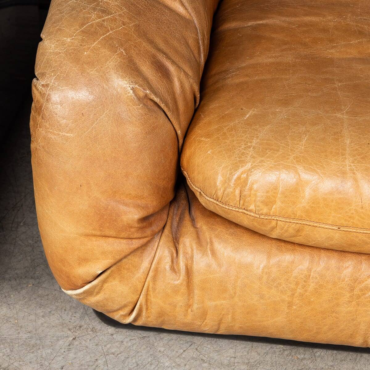 Vintage 20thc pair of italian leather lounge chairs by rossi di albizzate