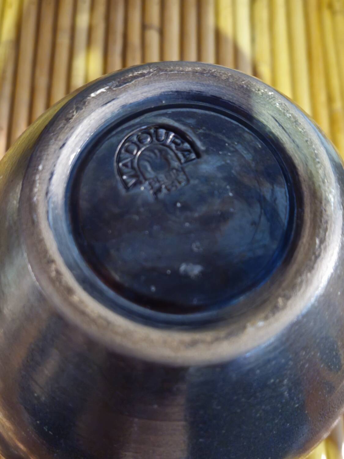 Black Enameled Ceramic Pitcher Signed MADOURA