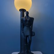 Vintage art deco porcelain desk lamp with glass lampshade