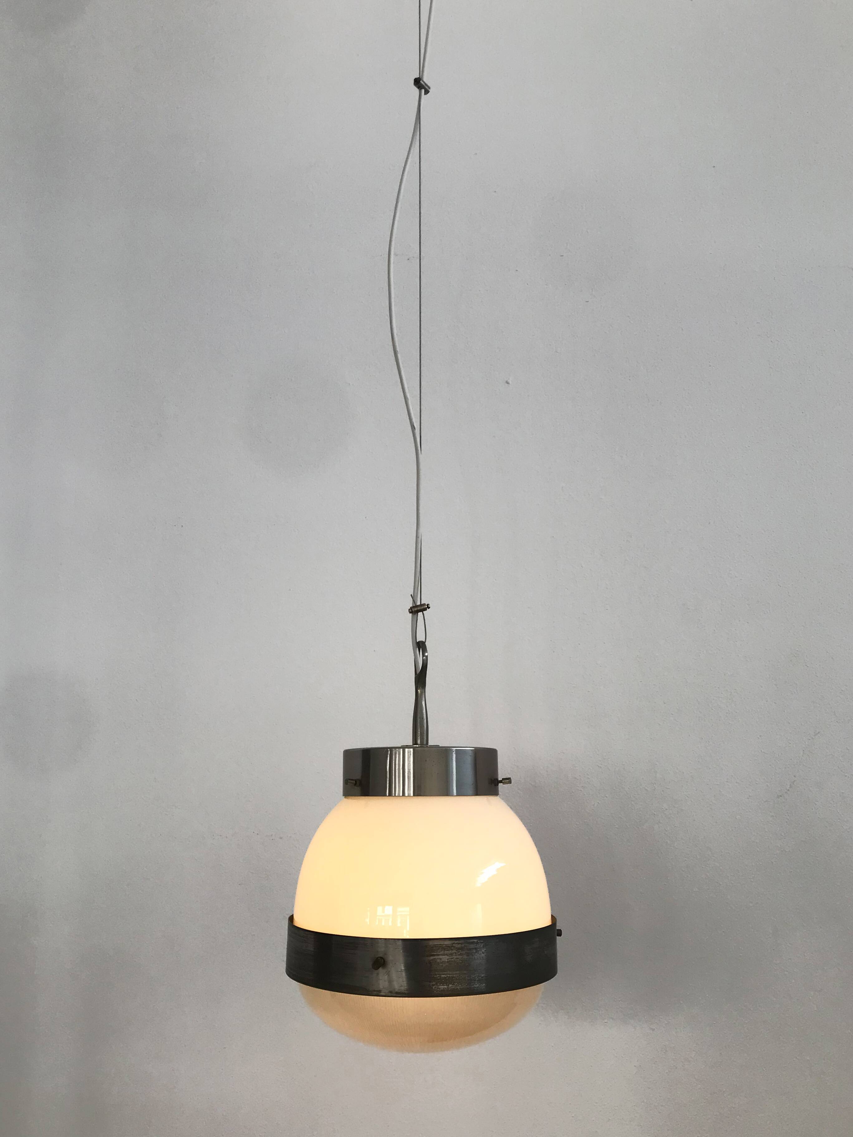 Delta Sergio Mazza for Artemide italian glass pendant lamp 1960s