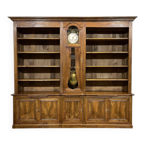 Bibliothèque en noyer - horloge