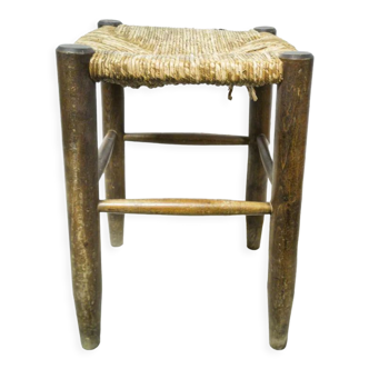 Tabouret en bois & paille