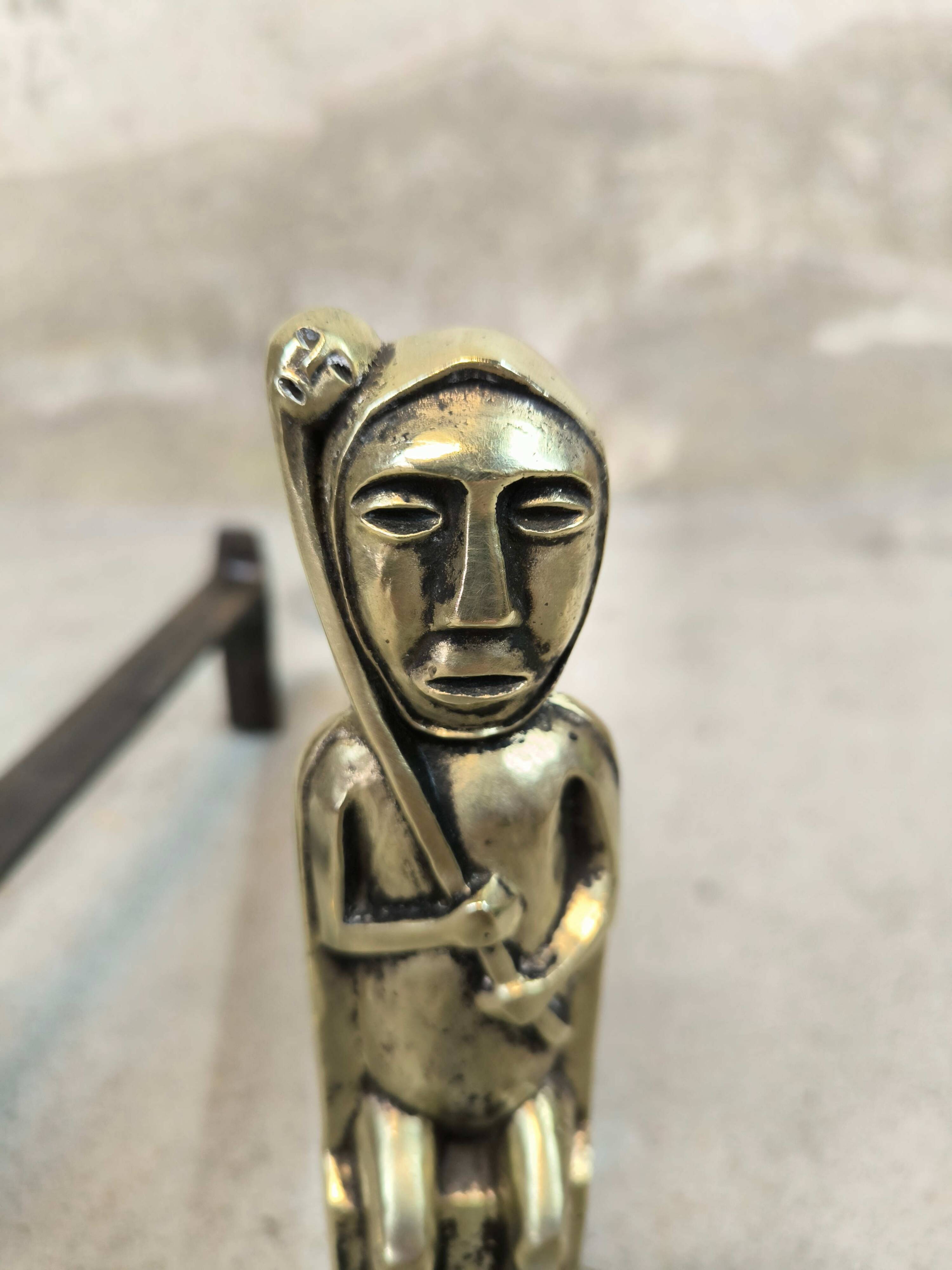 Pair of bronze "Shamans" andirons by Anton Prinner