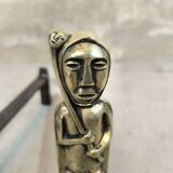 Pair of bronze "Shamans" andirons by Anton Prinner