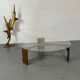 Mid-Century Modernist Wenge and Glass Round Coffee Table, 1970s