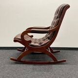 Fauteuil à bascule Chesterfield en cuir marron