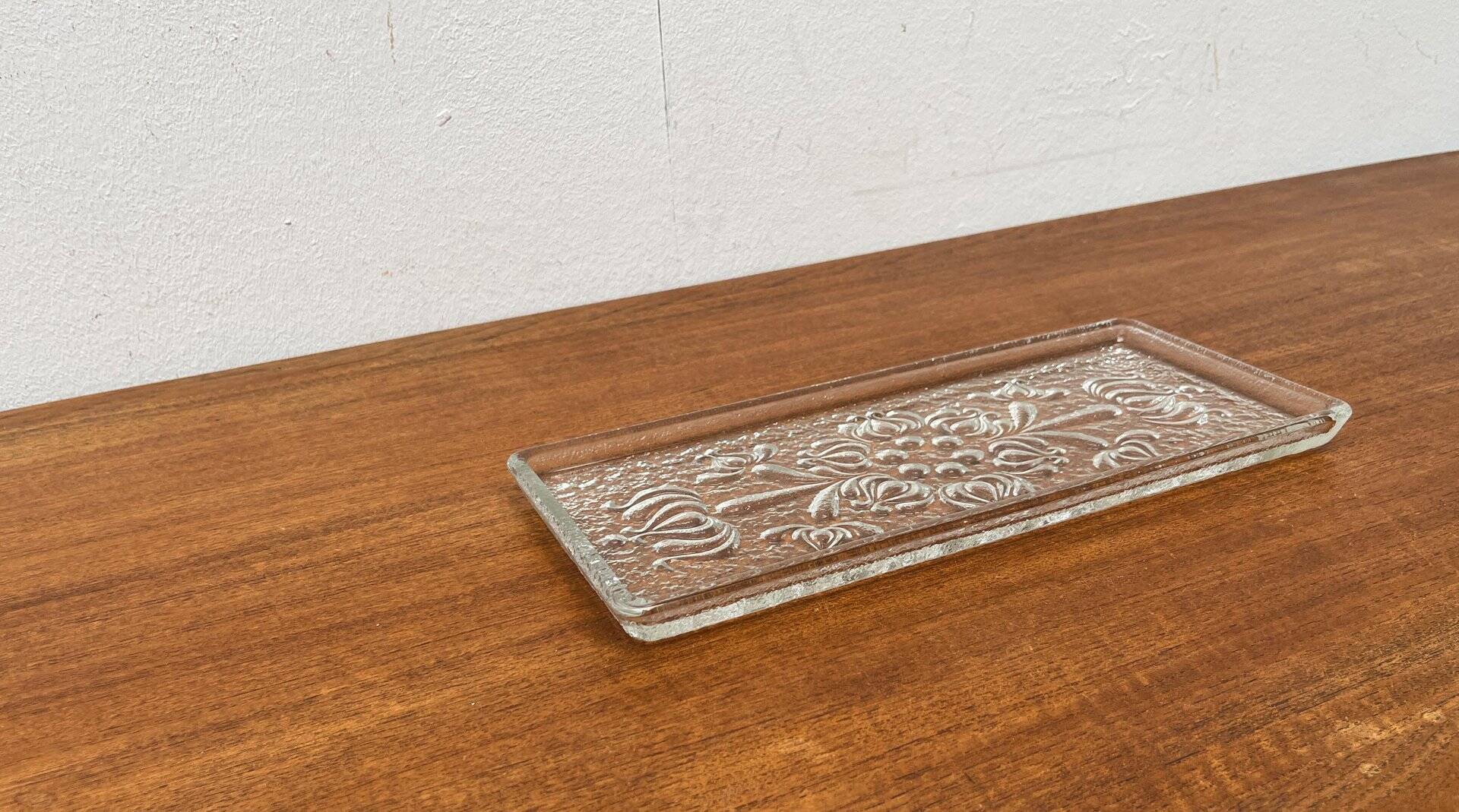 Vintage German floral glass cake plate by Walther Glas, 1970s.