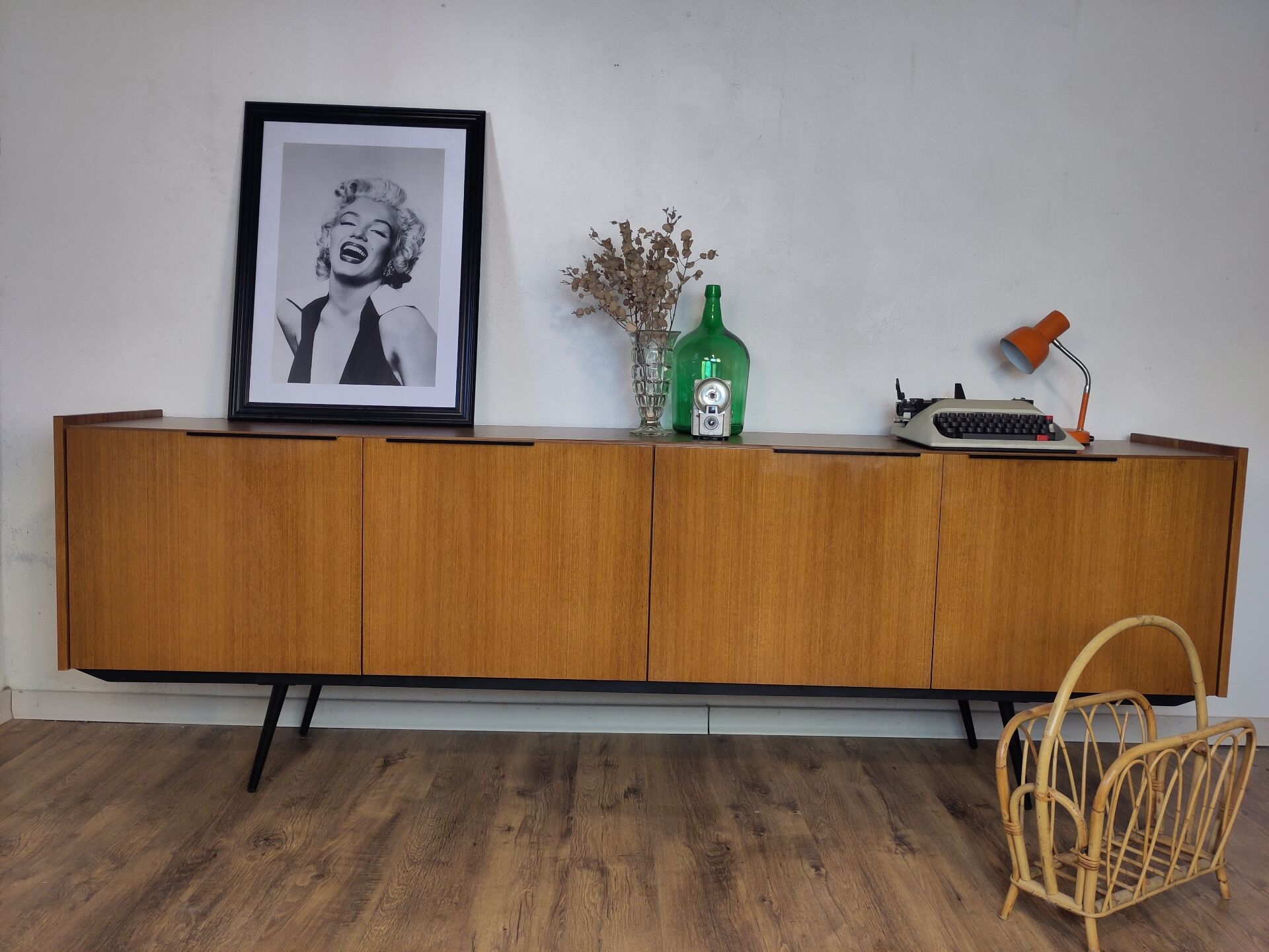 Scandinavian teak and metal sideboard